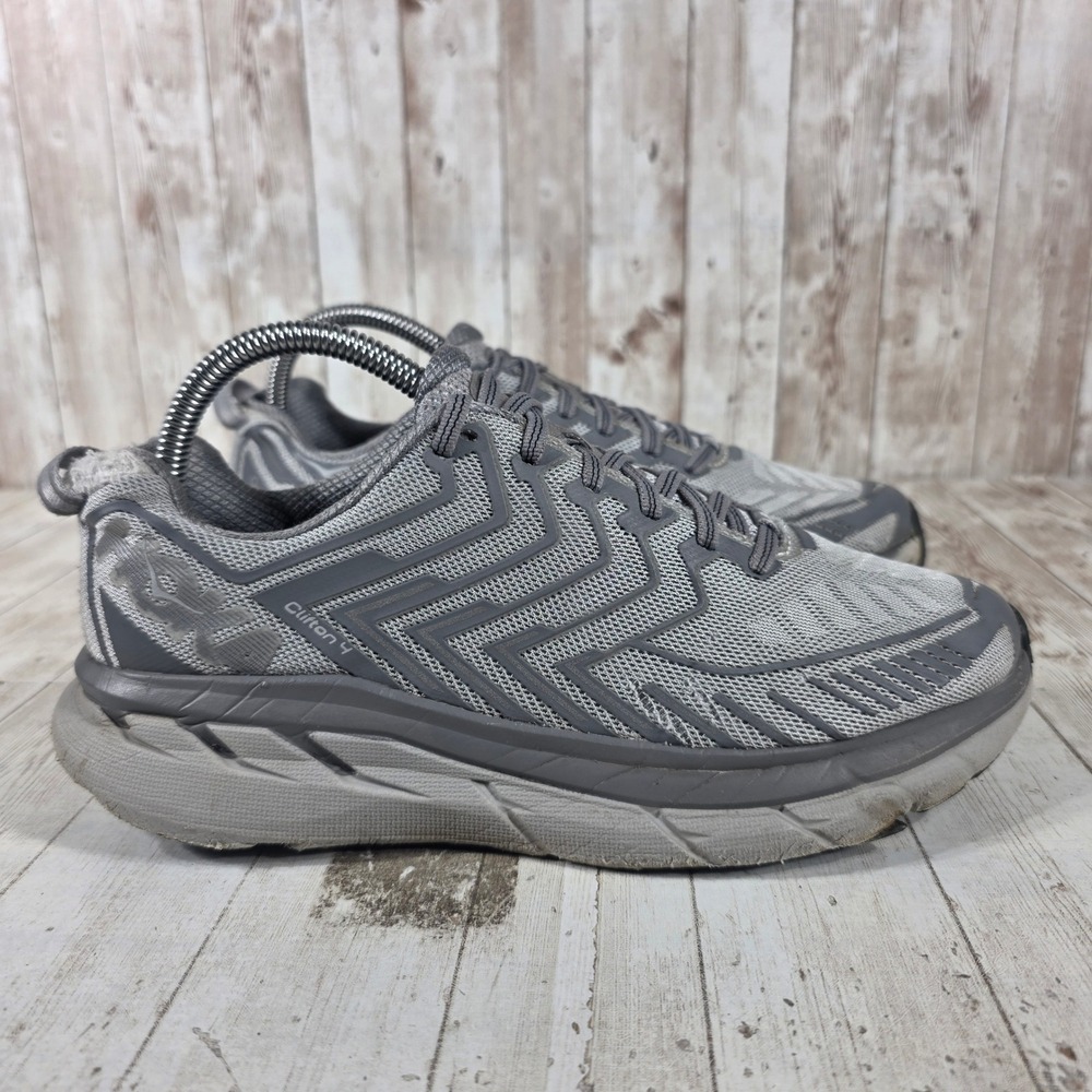 Hoka One One x Outdoor Voices Clifton 4 Silver Grey Running Shoes Womens 8.5‎